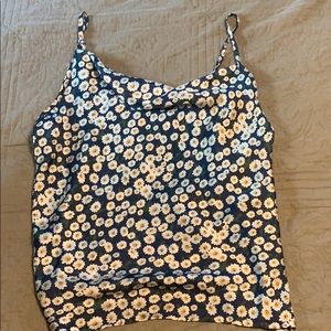 Small, navy flower print tank top